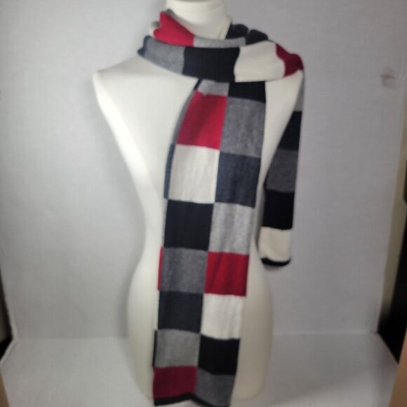 Christopher & Banks Men's Classic Work Checkered Cotton Blend Knit Scarf Wrap - Picture 2 of 3